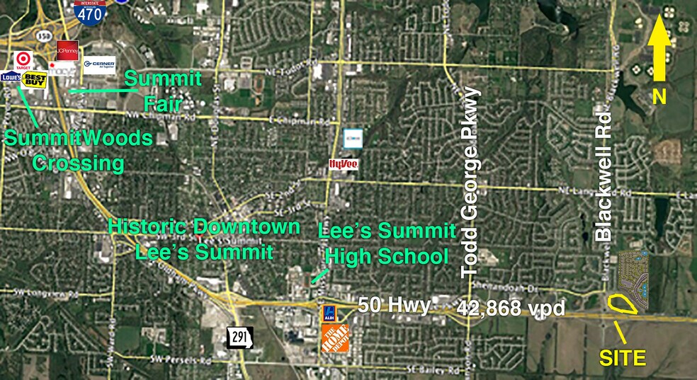 NEC of 50 Hwy & Blackwell Rd, Lee's Summit, MO à vendre - Aérien – Image 2 sur 2