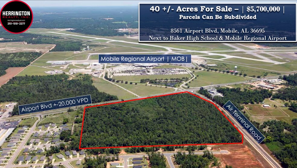 Southwest Quadrant of Airport Blvd Air Terminal Dr, Mobile, AL à vendre - Photo de l’immeuble – Image 1 sur 8