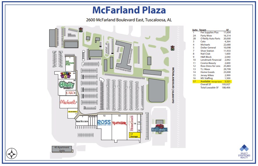 2600 McFarland Blvd E, Tuscaloosa, AL à louer Plan de site– Image 1 sur 1