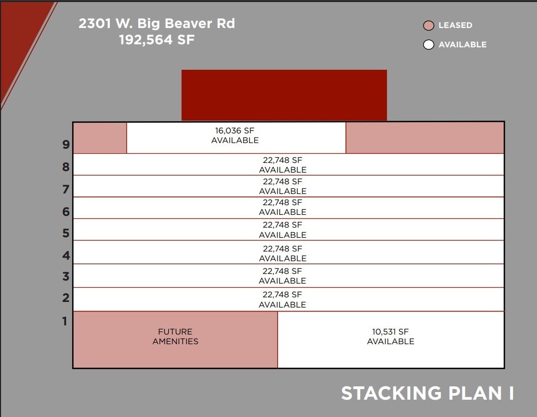 2401 W Big Beaver Rd, Troy, MI à louer Plan d’étage– Image 1 sur 1