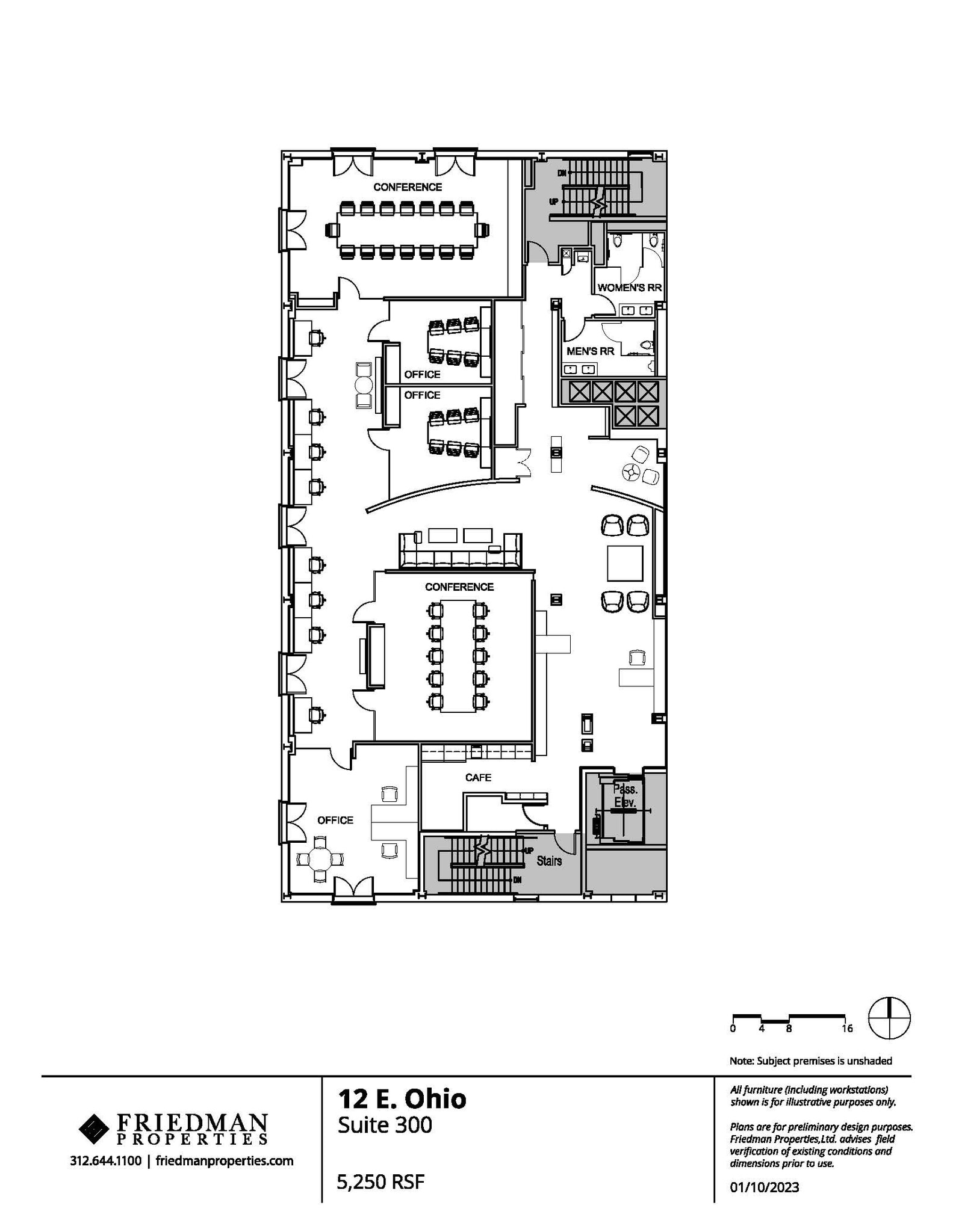12 E Ohio St, Chicago, IL à louer Plan d’étage– Image 1 sur 2