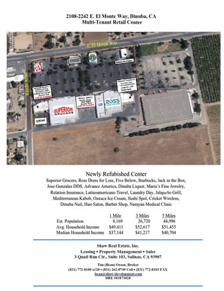Plus de détails pour 2108-2236 El Monte Way, Dinuba, CA - Local commercial à louer