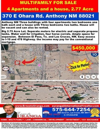 Plus de détails pour 370 E Ohara Rd, Anthony, NM - Logement à vendre