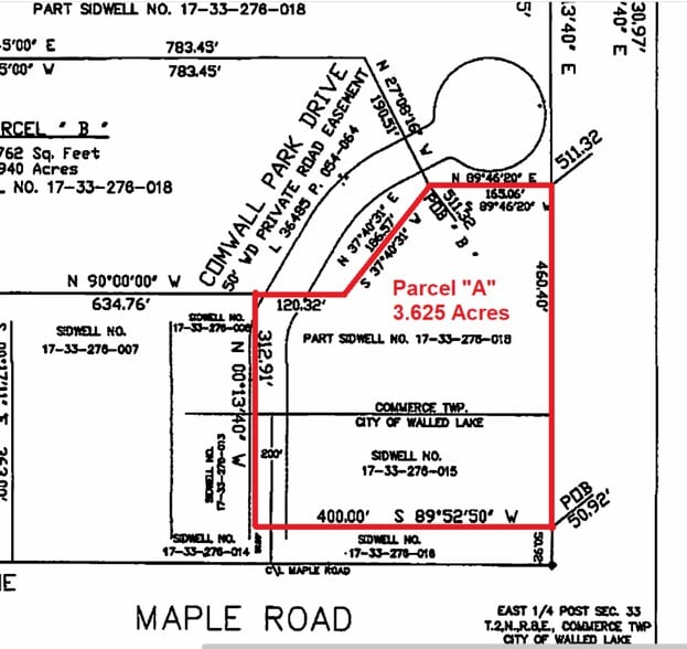 1400 W Maple Rd, Walled Lake, MI à vendre - Plan cadastral – Image 2 sur 3