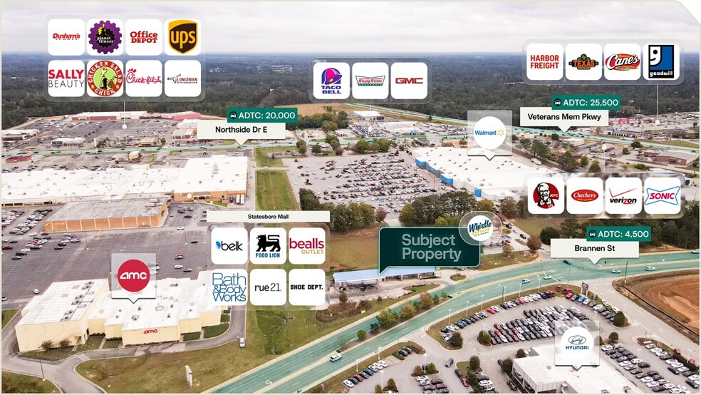 687 Brannen, Statesboro, GA à vendre - Aérien – Image 3 sur 3