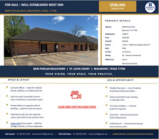 Plus de détails pour 6830 Phelan Blvd, Beaumont, TX - Bureau à vendre