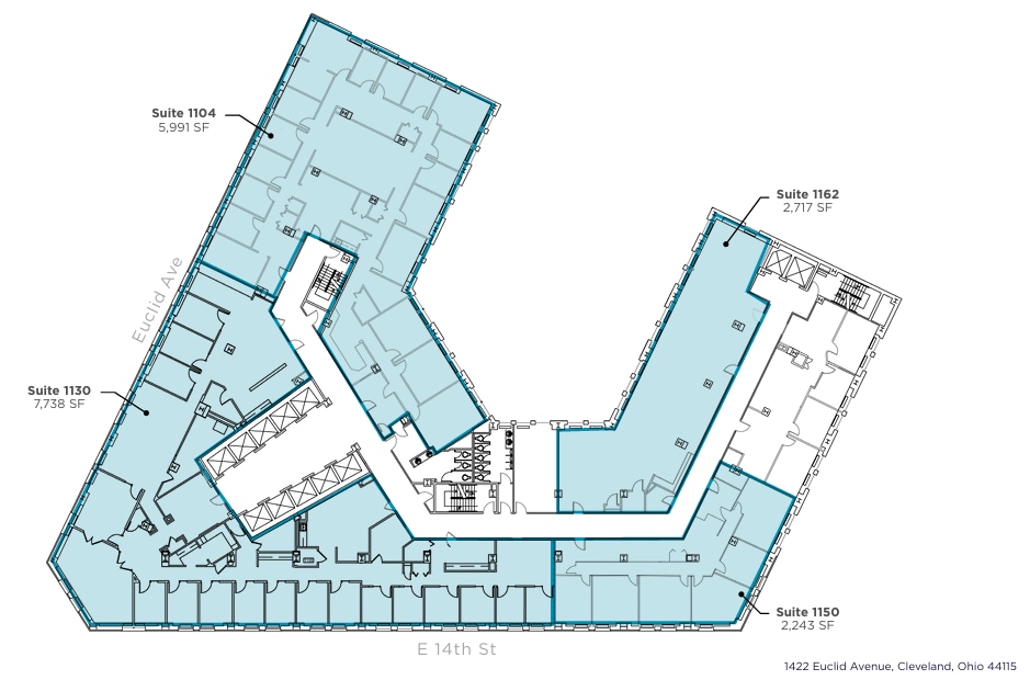 1400-1422 Euclid Ave, Cleveland, OH à louer Plan d’étage– Image 1 sur 1