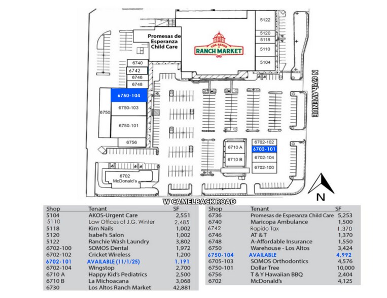 6730 W Camelback Rd, Glendale, AZ à louer - Plan de site – Image 2 sur 4