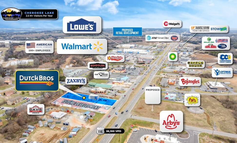500 E Broadway Blvd, Jefferson City, TN à vendre - Aérien – Image 2 sur 2