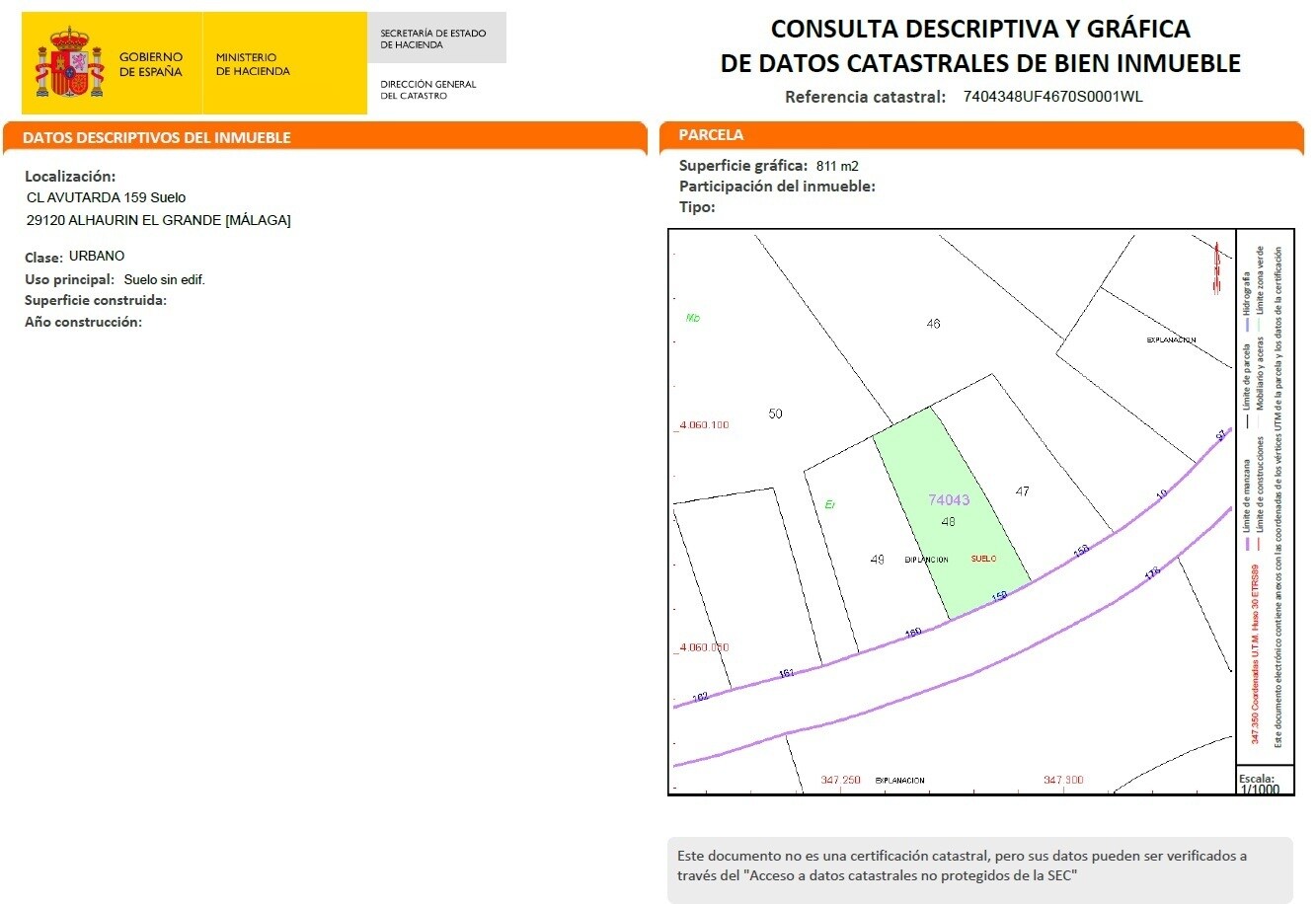 Calle Sierra Gorda, Alhaurín el Grande, Málaga à vendre Plan de site– Image 1 sur 15