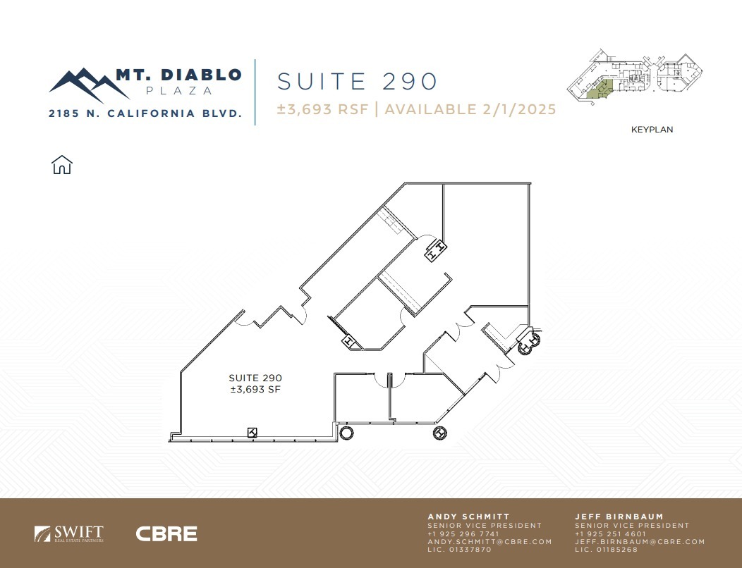 2185 N California Blvd, Walnut Creek, CA à louer Plan d’étage– Image 1 sur 1