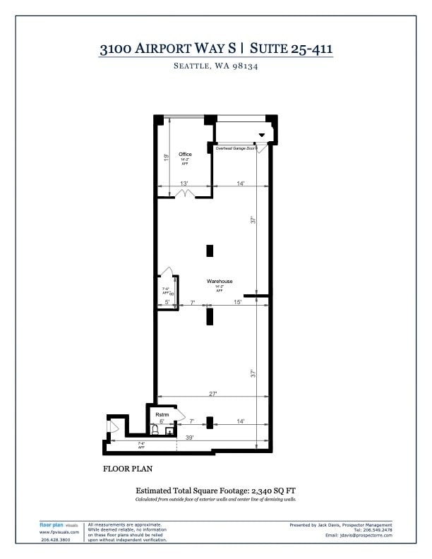 3100 Airport Way S, Seattle, WA à louer Plan d’étage– Image 1 sur 1