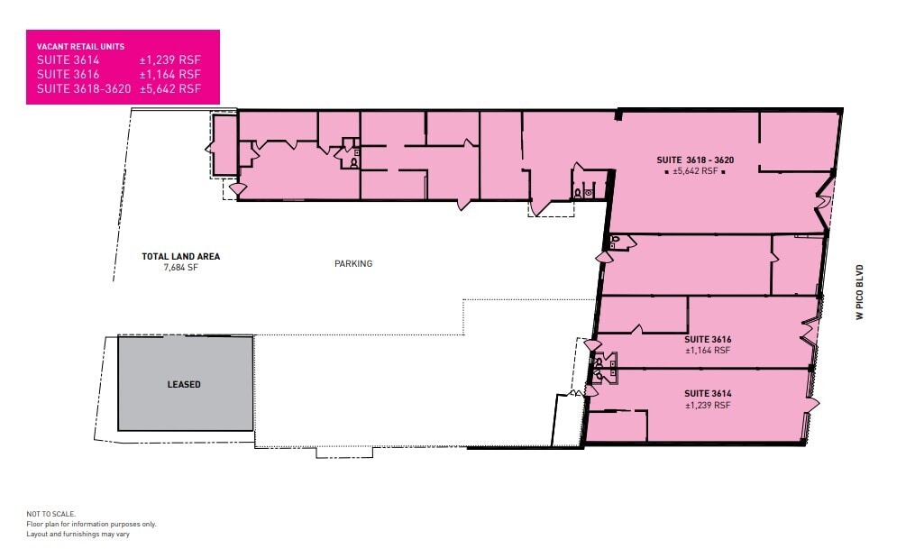3614 W Pico Blvd, Los Angeles, CA à louer Plan d’étage– Image 1 sur 1