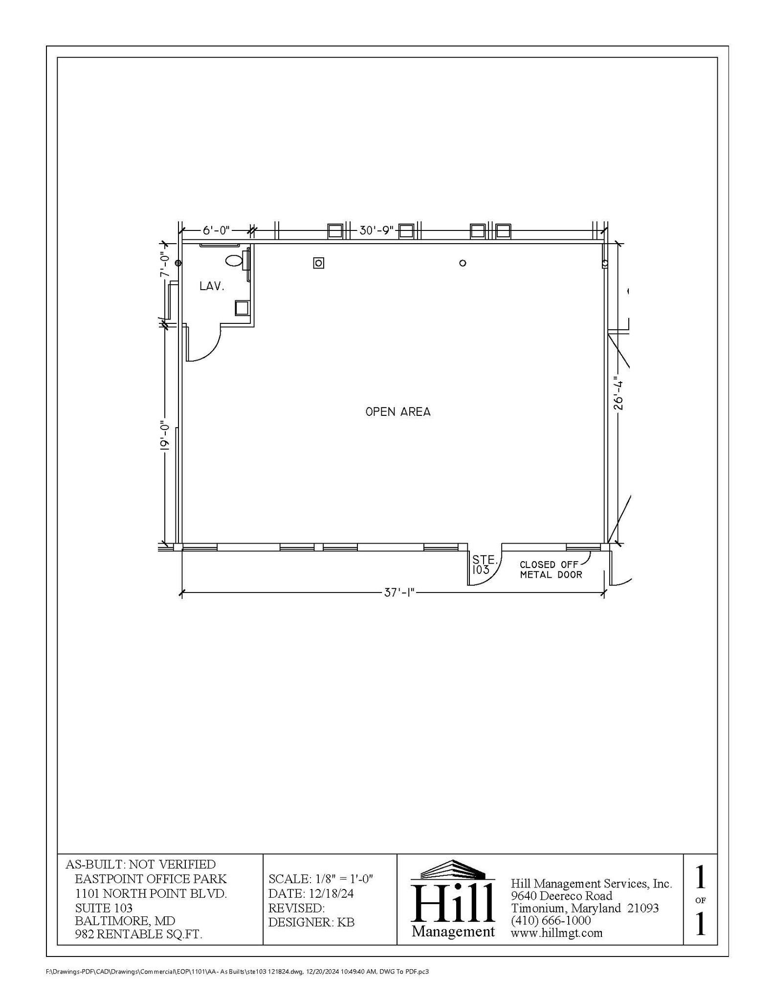 1101 N Point Blvd, Baltimore, MD à louer Plan d’étage– Image 1 sur 1