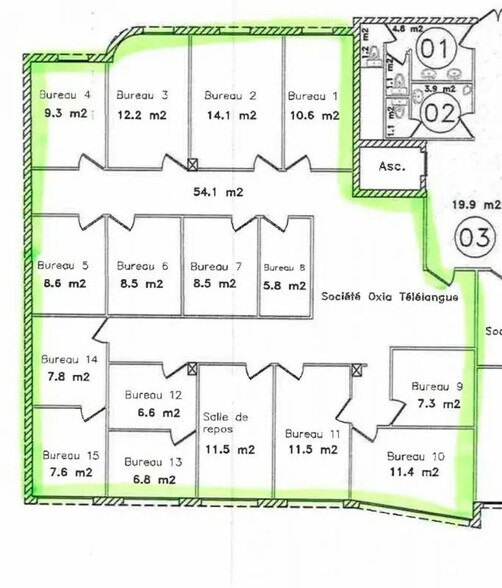 Bureau dans Lyon à louer - Plan d’étage – Image 2 sur 2