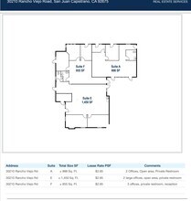 30210 Rancho Viejo Rd, San Juan Capistrano, CA à louer Plan d’étage– Image 1 sur 1