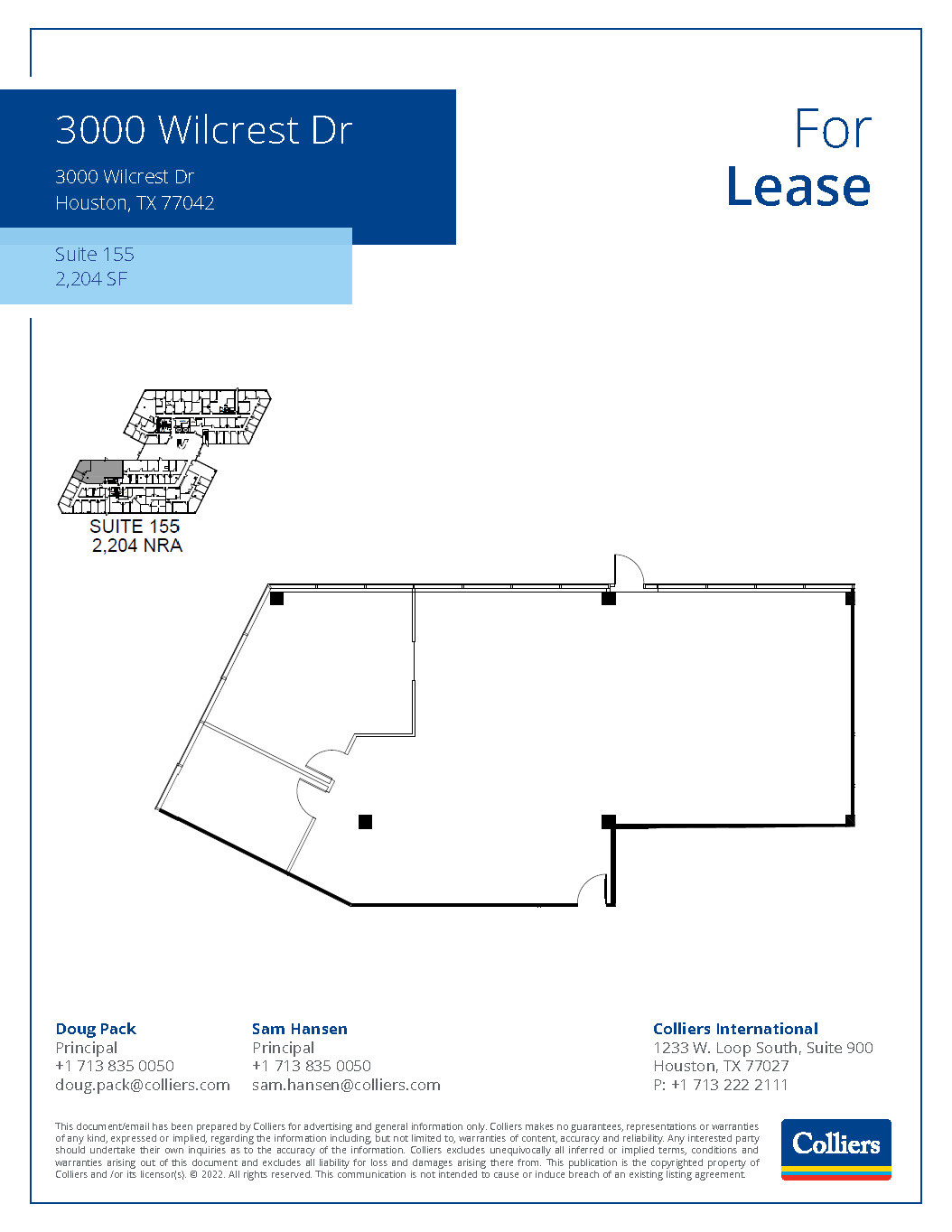 3000 Wilcrest Dr, Houston, TX à louer Plan d’étage– Image 1 sur 2