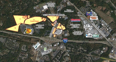 Bass, Macon-Bibb, GA - Vue aérienne vue de carte