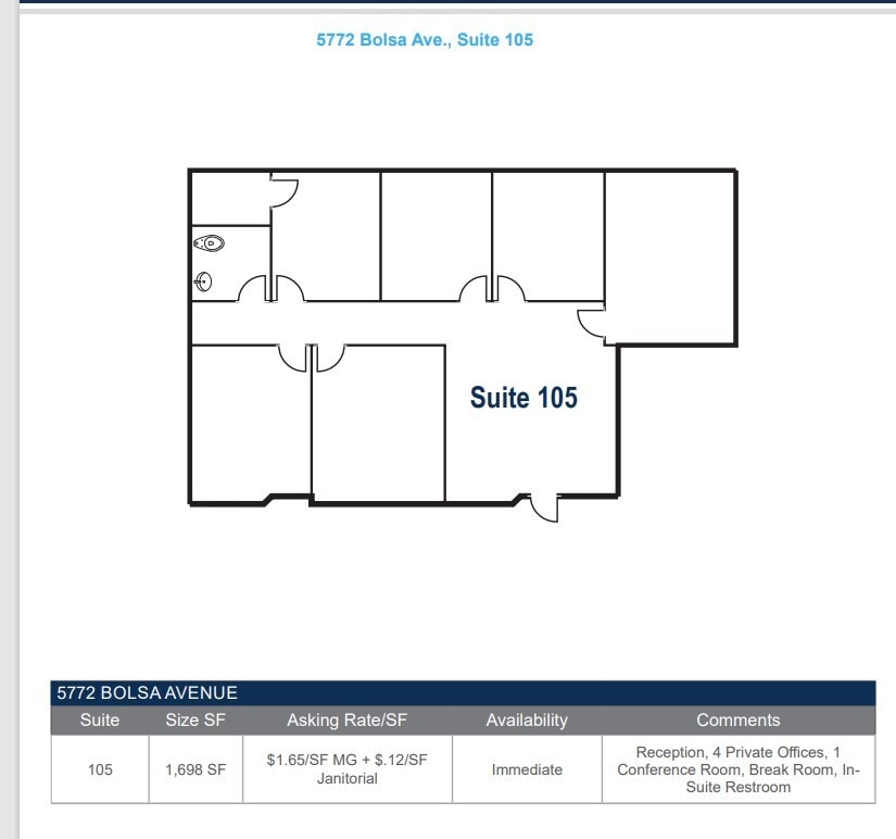 5762 Bolsa Ave, Huntington Beach, CA à louer Plan d’étage– Image 1 sur 1