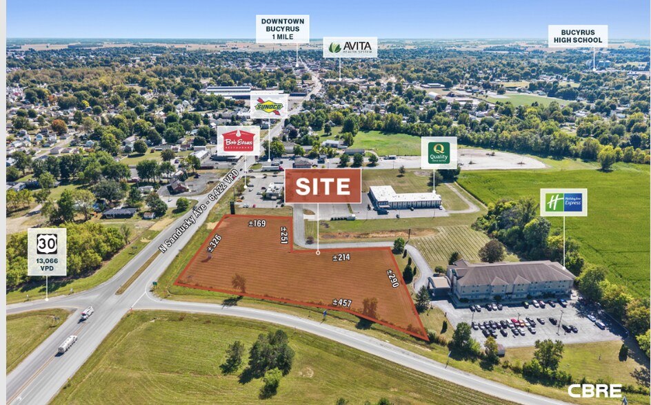 1575 N Sandusky Ave, Bucyrus, OH à vendre - Aérien – Image 3 sur 3