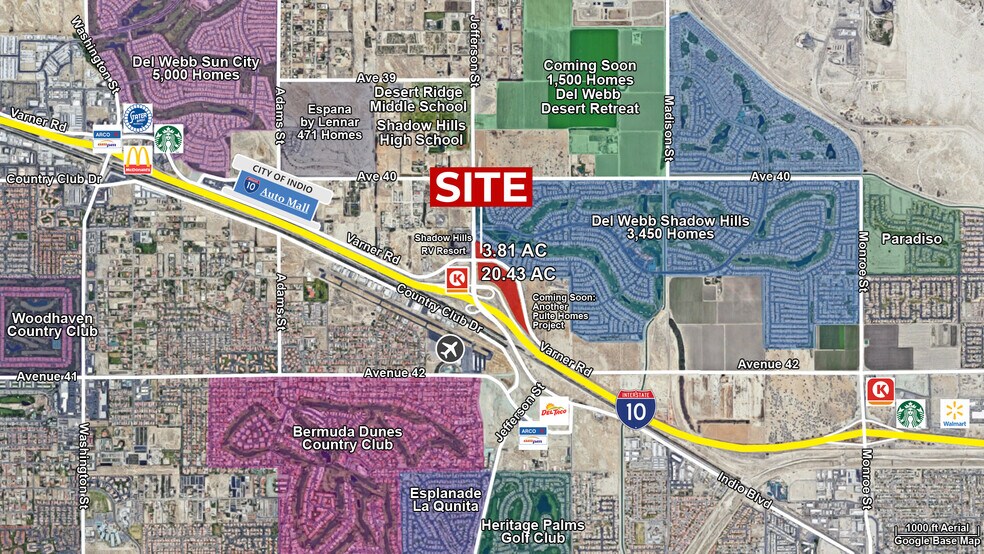 Jefferson St & I-10 Offramp, Indio, CA à vendre - Aérien – Image 1 sur 8