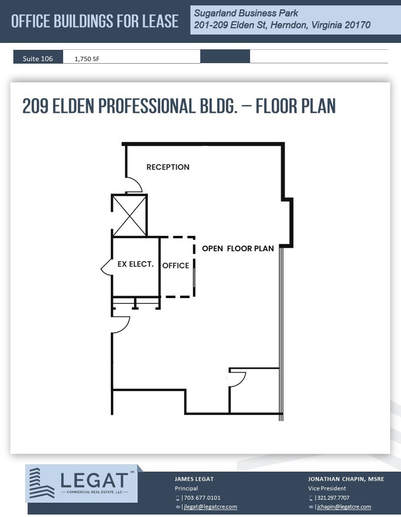 209 Elden St, Herndon, VA à louer Plan d’étage– Image 1 sur 1