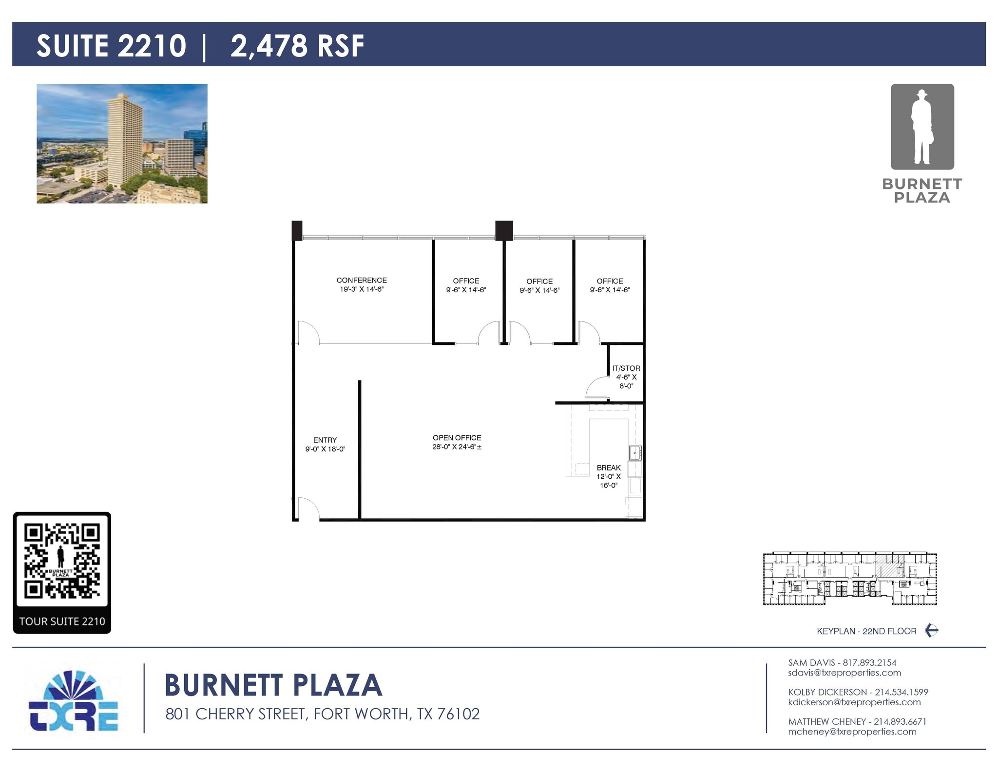 801 Cherry St, Fort Worth, TX à louer Plan d’étage– Image 1 sur 6