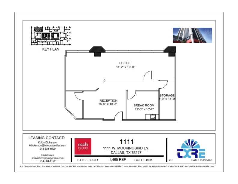 1111 W Mockingbird Ln, Dallas, TX à louer Plan d’étage– Image 1 sur 1