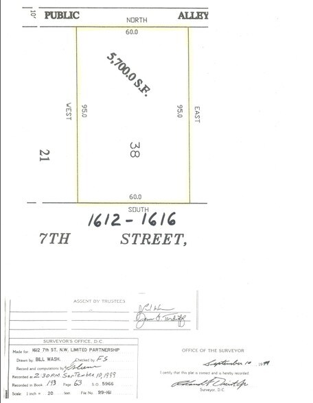 1612-1616 7th St NW, Washington, DC à louer - Plan cadastral – Image 3 sur 5
