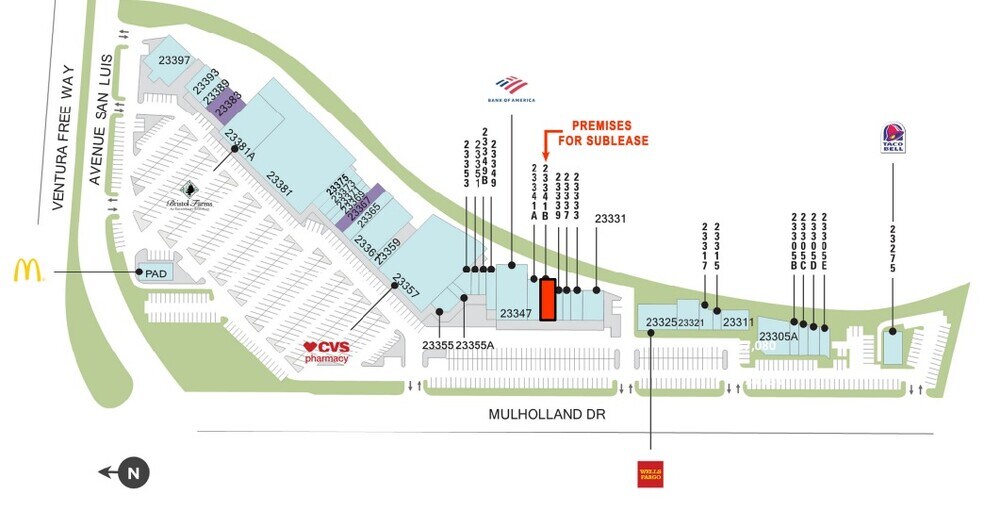 23331-23391 Mulholland Dr, Woodland Hills, CA à louer - Plan de site – Image 1 sur 5