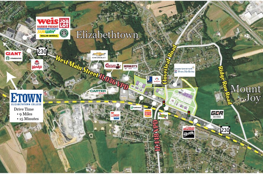 Route 230 and  Cloverleaf Rd, Elizabethtown, PA à louer - Aérien – Image 2 sur 2