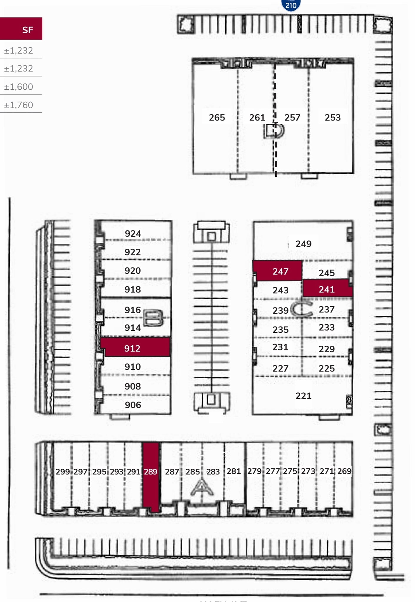 269-299 W Allen Ave, San Dimas, CA à louer Plan d’étage– Image 1 sur 1