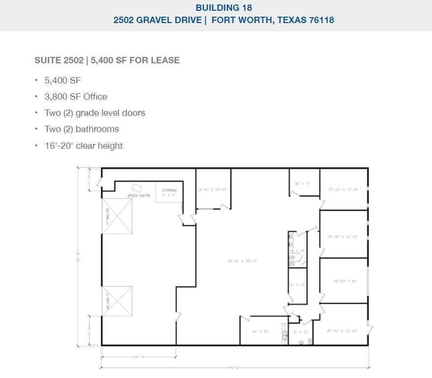 2501-2519 Gravel Dr, Fort Worth, TX à louer Plan d’étage– Image 1 sur 1
