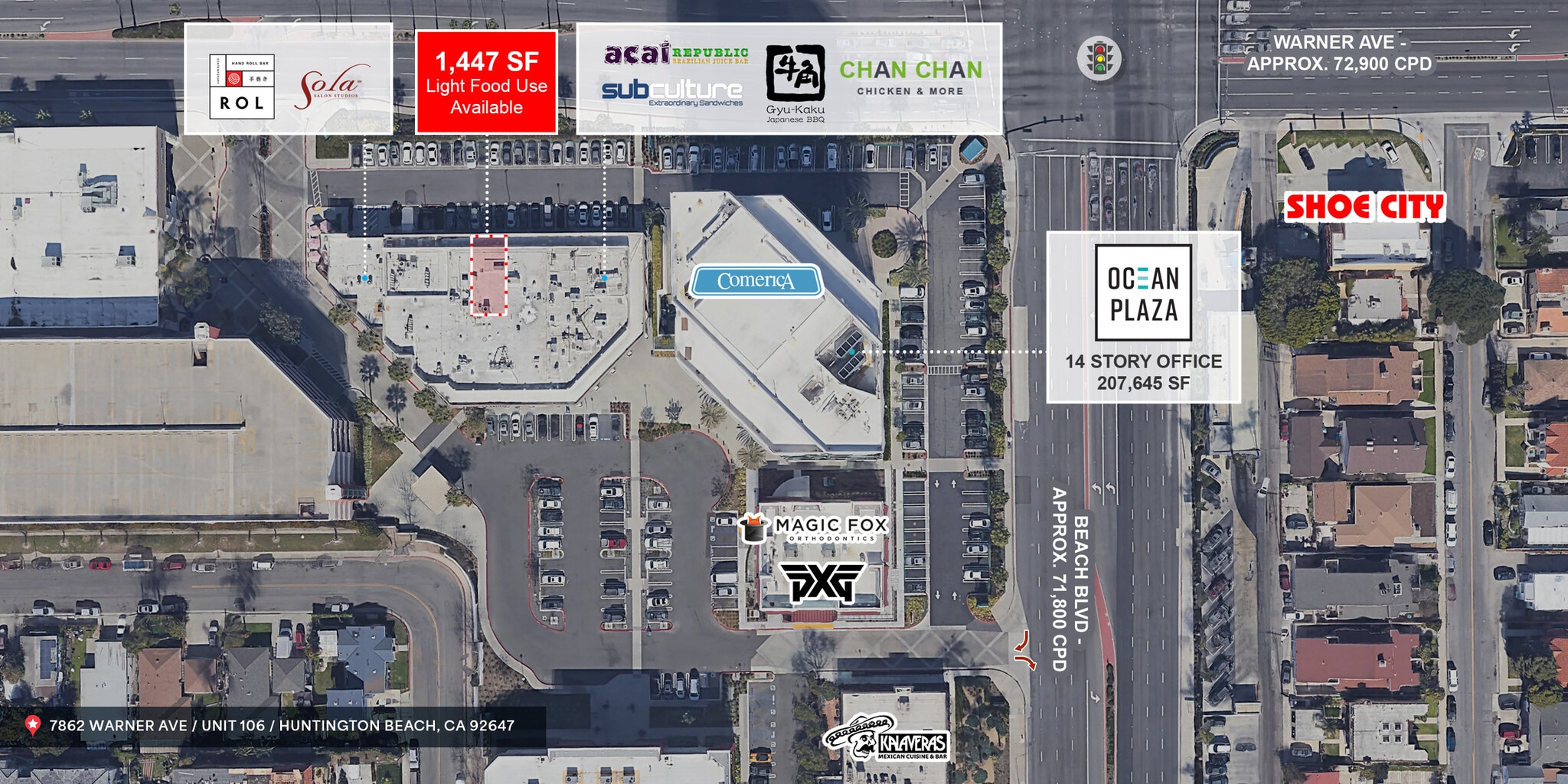7842-7862 Warner Ave, Huntington Beach, CA à louer Photo de l’immeuble– Image 1 sur 8