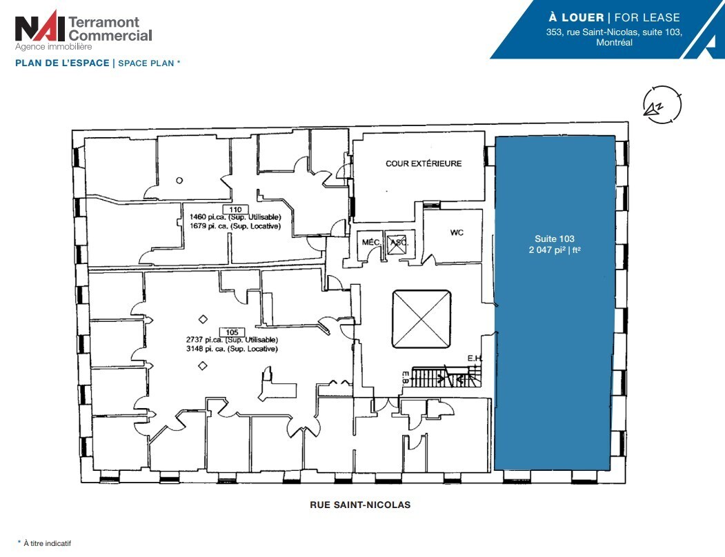 353 Rue Saint-Nicolas, Montréal, QC à louer Plan d’étage– Image 1 sur 1