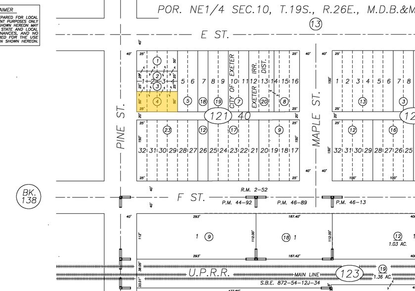 158-166 E Pine St, Exeter, CA à vendre - Plan cadastral – Image 3 sur 3