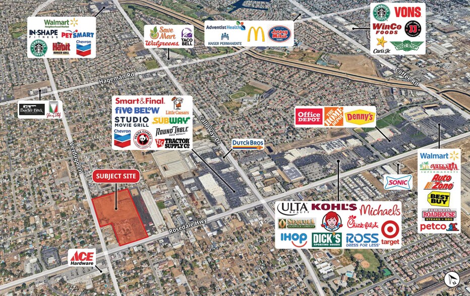 NEQ Rosedale Hwy & Verdugo Ln, Bakersfield, CA à vendre - Aérien – Image 3 sur 5