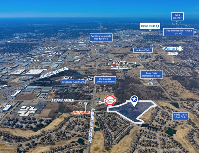 NEQ of N Aspen Ave & E 51st Street S, Broken Arrow, OK à vendre - Aérien – Image 3 sur 3