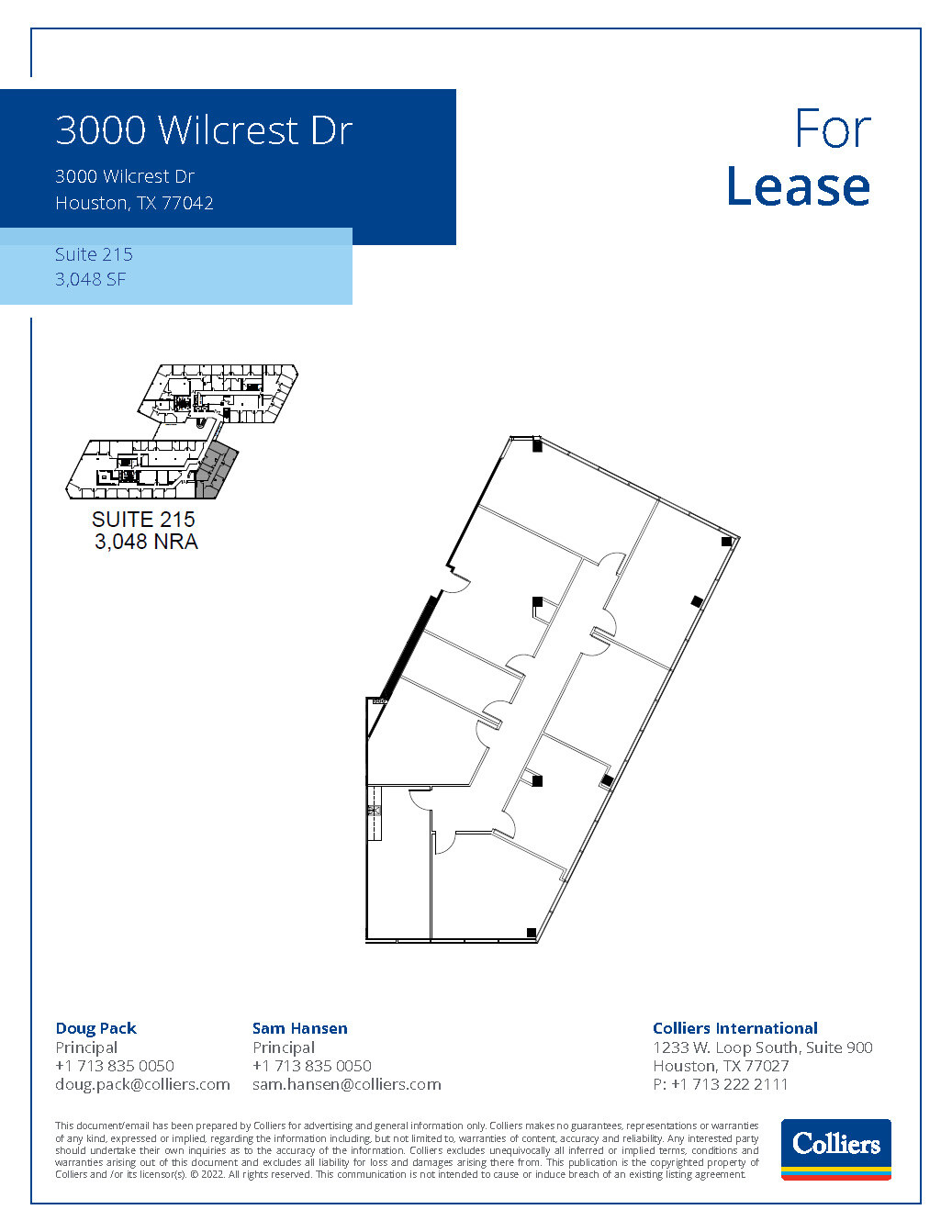 3000 Wilcrest Dr, Houston, TX à louer Plan d’étage– Image 1 sur 2