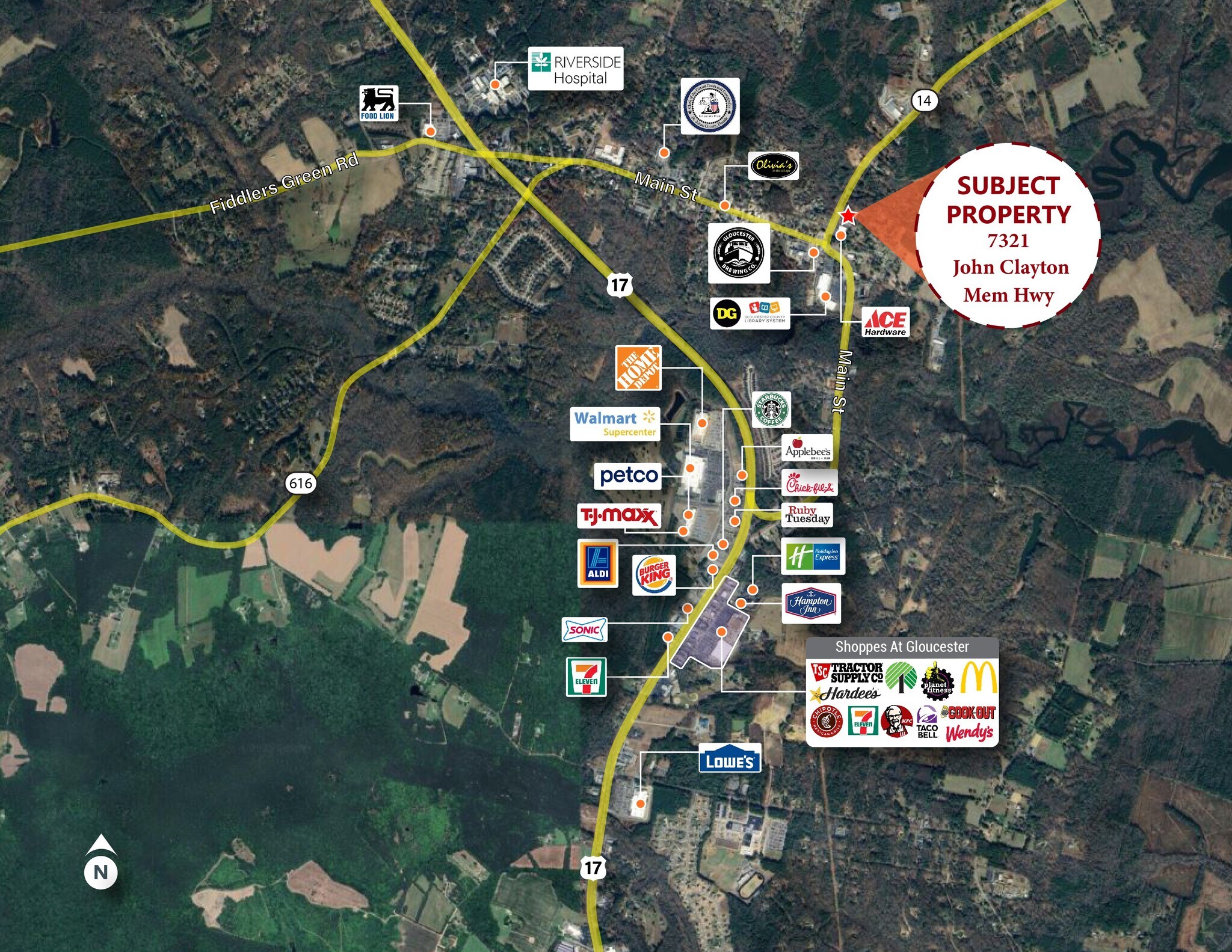 7321 John Clayton Memorial Hwy, Gloucester, VA à vendre Aérien– Image 1 sur 2