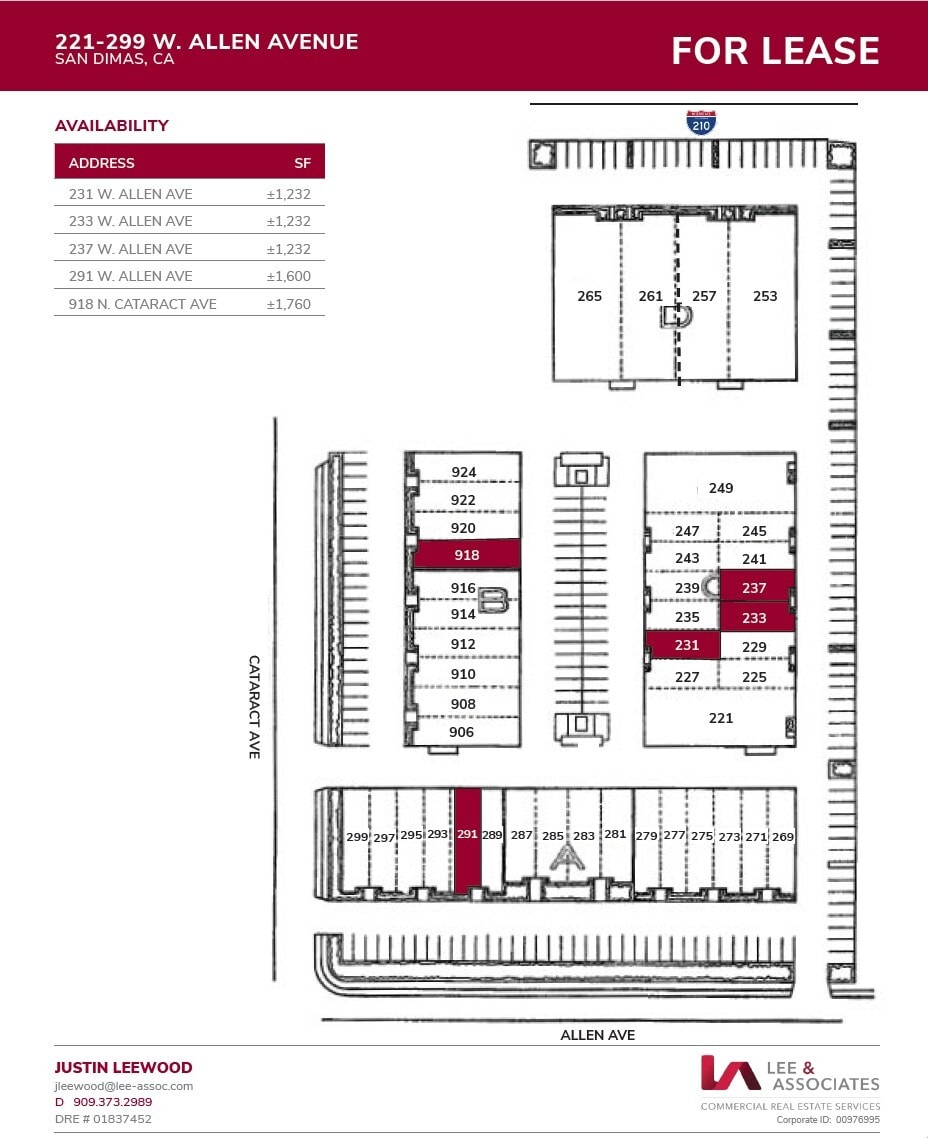 269-299 W Allen Ave, San Dimas, CA à louer Plan d’étage– Image 1 sur 1