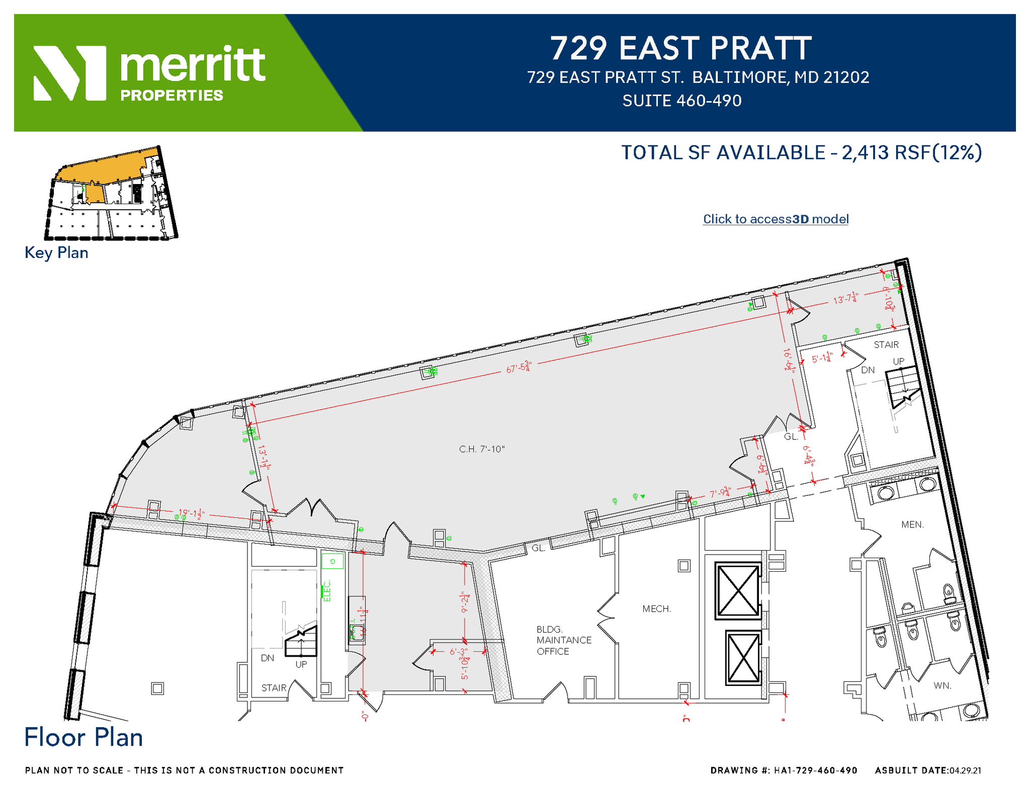 729 E Pratt St, Baltimore, MD à louer Plan d’étage– Image 1 sur 1