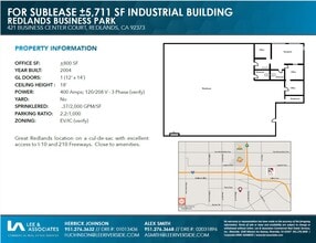 421 Business Center Ct, Redlands, CA à louer Plan d’étage– Image 1 sur 1