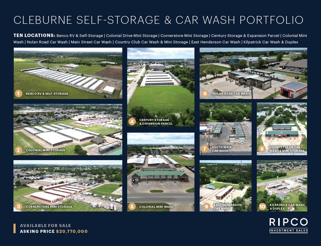 Cleburne Self-Storage+Car Wash Portfolio portefeuille de 9 biens à vendre sur LoopNet.fr Photo de l’immeuble– Image 1 sur 11