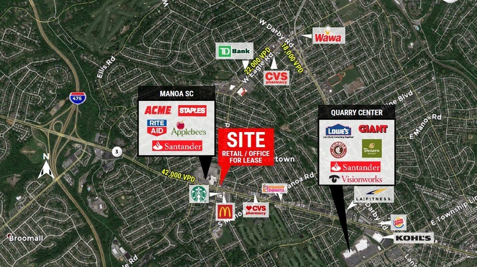 1241-1247 W Chester Pike, Havertown, PA à louer - Aérien – Image 2 sur 8