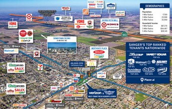 602-622 Academy Ave, Sanger, CA - Vue aérienne  vue de carte - Image1