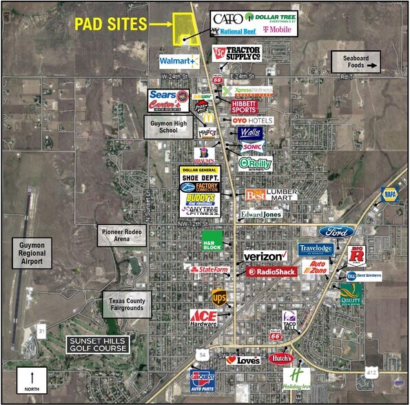 2602-2606 N Hwy, Guymon, OK à vendre - Aérien – Image 1 sur 7