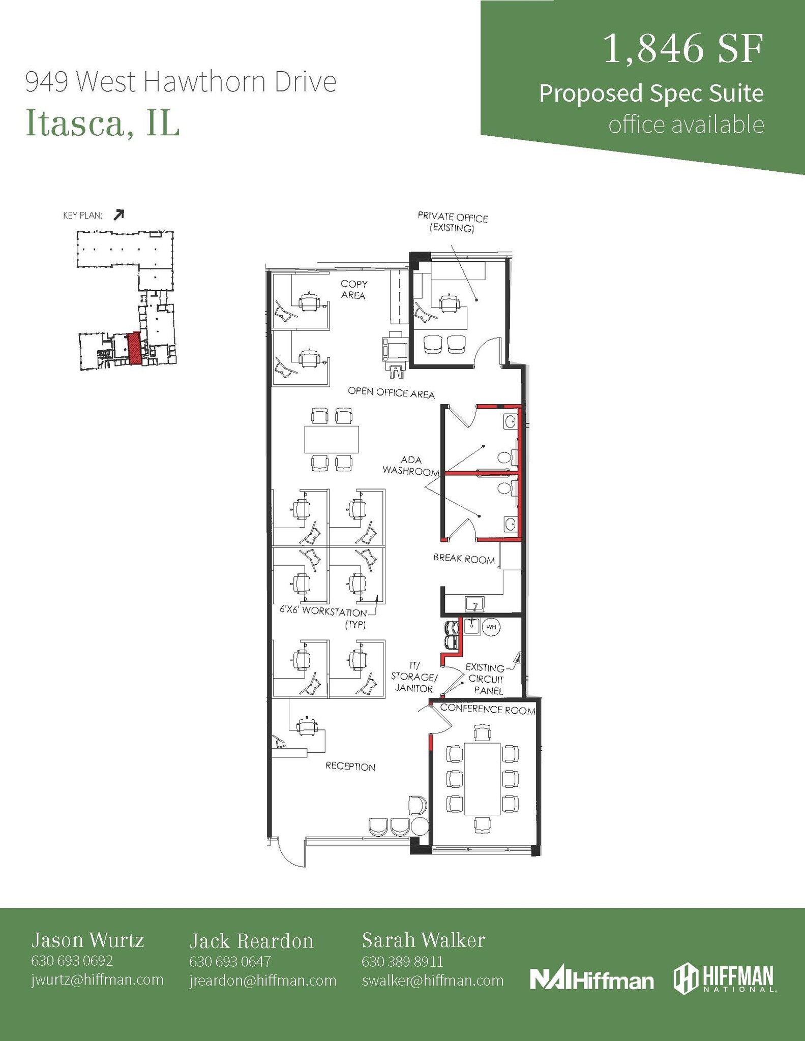1091-1099 W Hawthorn Dr, Itasca, IL à louer Plan d’étage– Image 1 sur 1