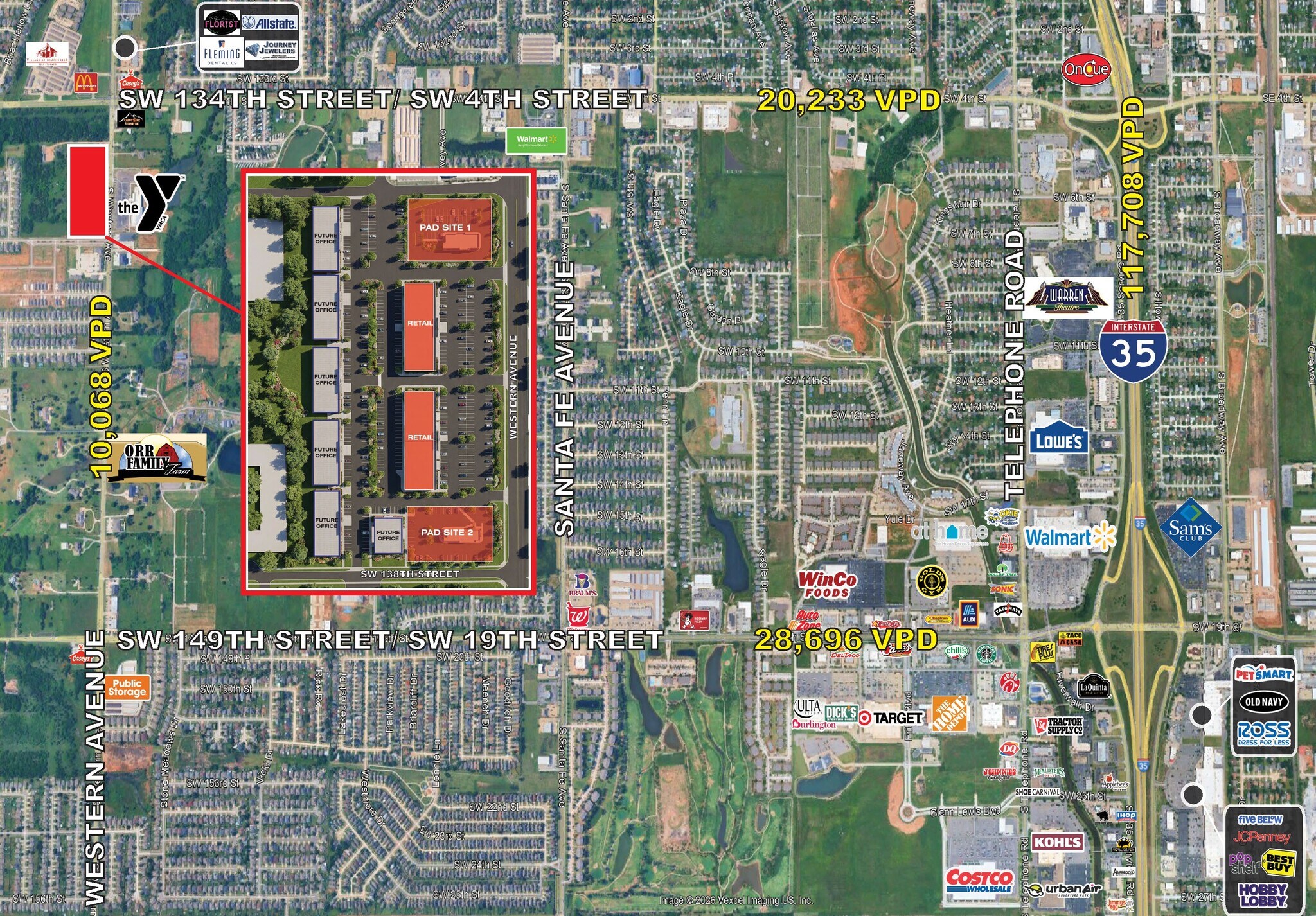 SW 134th & S. Western Ave, Oklahoma City, OK à vendre Aérien– Image 1 sur 4