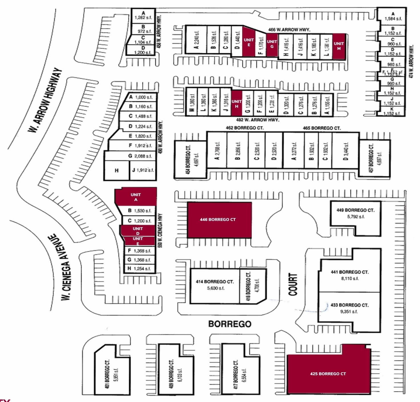 414-418 Borrego Ct, San Dimas, CA à louer Plan de site– Image 1 sur 1